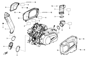 Трубки системы вентеляции вариатора и боковая крышка (F00-2)