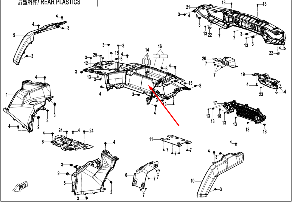 Монооблицовка задняя 9AWV-043011-8002