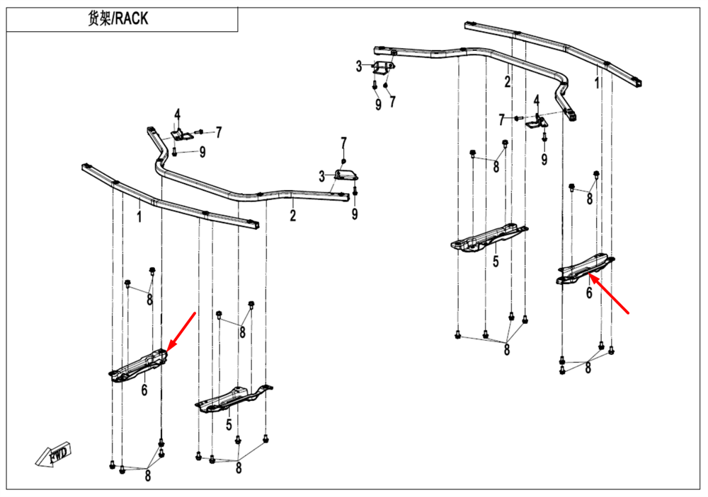 Кронштейн багажной площадки правой полки 9AWV-140002-8001