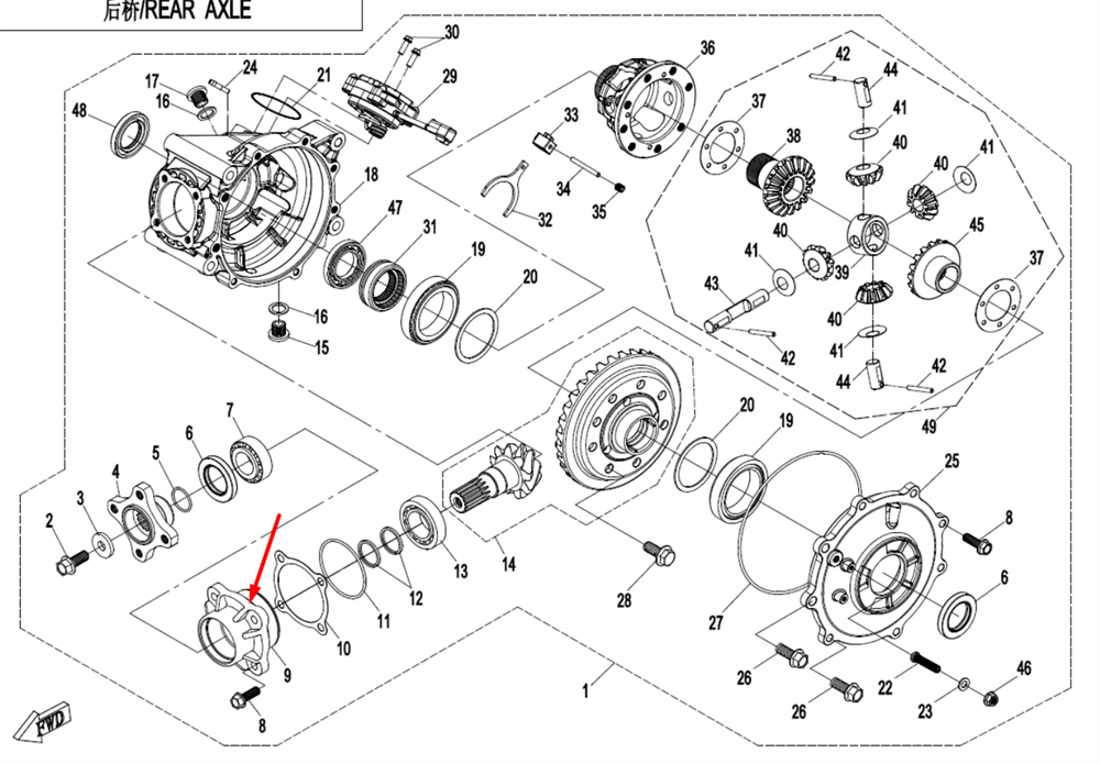 Корпус подшипника заднего редуктора Q830-311002-00001