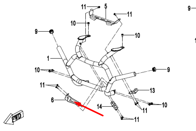 Кронштейн переднего бампера для таблички 9AYV-809310-6B00-0BP00