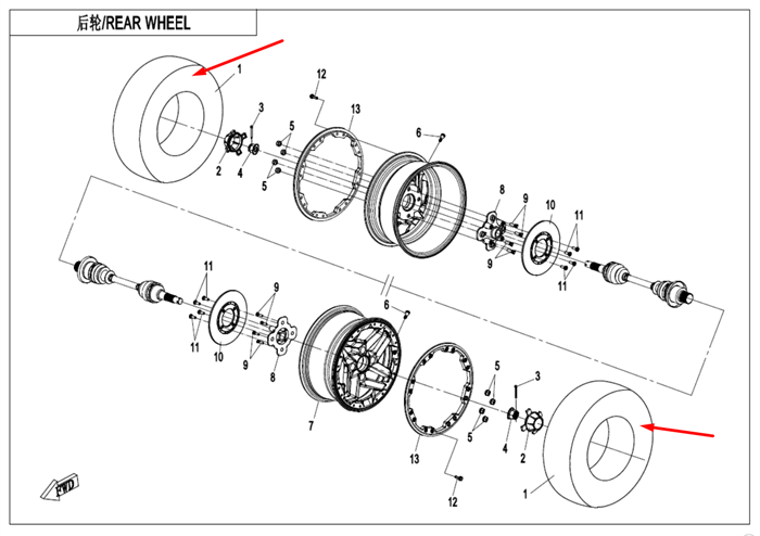 Шина задняя 27x11-14R 56M 6PR 30703-1476